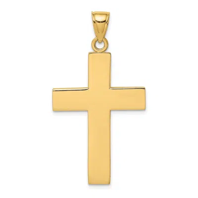 Diamond2deal 14k Gold Polished Large Block Cross With Open Back Charm Pendant In Orange