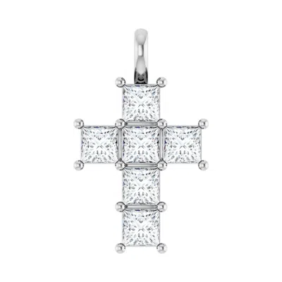 Diamond2deal 14k Gold Princess Cut 1 1/2ct Lab-grown Diamond Pendant In White