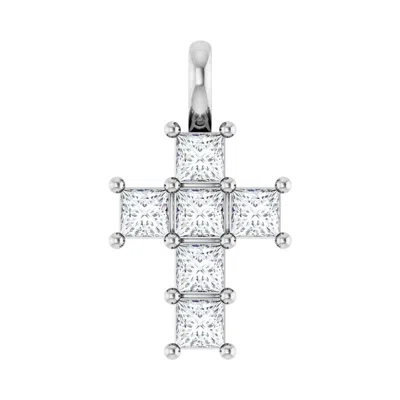 Diamond2deal 14k Gold Princess Cut 1/2ct Lab-grown Diamond Pendant In White