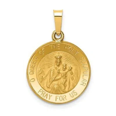 Pre-owned Diamond2deal 14k Gold Queen Of The Holy Scapular Reversible Medal Hollow Pendant In Yellow