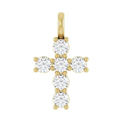 Diamond2deal 14k Gold Round 1/2ct Lab-grown Diamond Pendant In Yellow