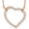Diamond2deal 14k Gold Round Cut 0.70 Ct Lab Grown Diamond Open Heart Pendant Necklace 18" In Pink