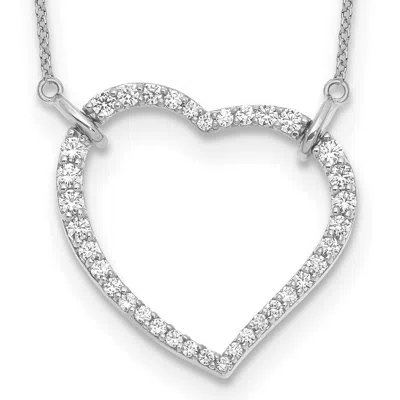 Diamond2deal 14k Gold Round Cut 0.70 Ct Lab Grown Diamond Open Heart Pendant Necklace 18" In White