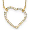 Diamond2deal 14k Gold Round Cut 0.70 Ct Lab Grown Diamond Open Heart Pendant Necklace 18" In Yellow