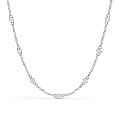 Diamond2deal 14k Gold Round Cut Lab Grown Diamond Station Necklace 18" 1 Ct In Brown
