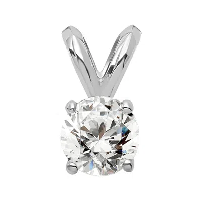 Diamond2deal 14k Gold Round Lab Grown Diamond Solitaire Pendant (0.25ct, Vs, G-h) In White