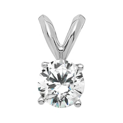 Diamond2deal 14k Gold Round Lab Grown Diamond Solitaire Pendant (0.37ct, Vs, G-h) In White