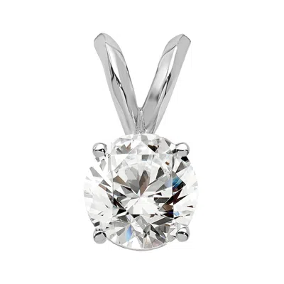 Diamond2deal 14k Gold Round Lab Grown Diamond Solitaire Pendant (0.5ct, Vs, G-h) In White