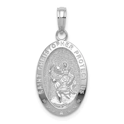 Diamond2deal 14k Gold Saint Christopher Medal Pendant In White