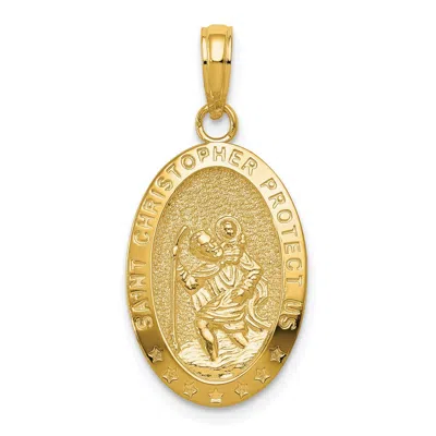 Diamond2deal 14k Gold Saint Christopher Medal Pendant In Yellow