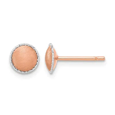 Diamond2deal 14k Gold With White Gold Accent Brushed Stud Earrings In Metallic