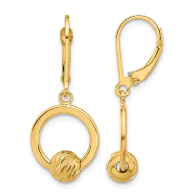 Diamond2deal 14k Polished And Diamond-cut Beads Leverback Earrings In Gold