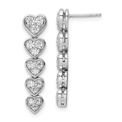 Diamond2deal 14k Rose Gold 1 Ct Lab Grown Diamond Heart Dangle Earrings Vs Clarity, D-e Color In Multi