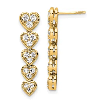 Diamond2deal 14k Rose Gold 1 Ct Lab Grown Diamond Heart Dangle Earrings Vs Clarity, D-e Color In White