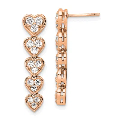 Diamond2deal 14k Rose Gold 1 Ct Lab Grown Diamond Heart Dangle Earrings Vs Clarity, D-e Color In Yellow