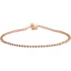 Diamond2deal 14k Rose Gold 1 Ctw Lab-grown Diamond Line Bracelet 7.25" In Pink
