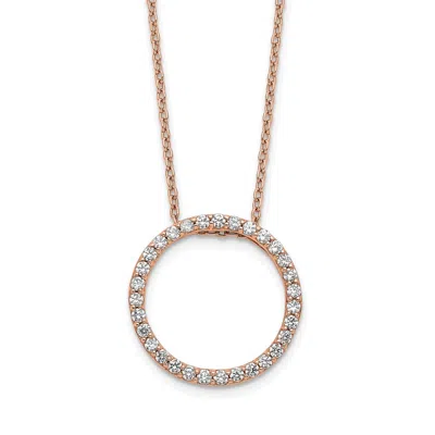 Diamond2deal 14k Rose Gold 1/2 Ct Lab Grown Diamond Circle Necklace 18" Clarity Vs, Color G-h In Pink
