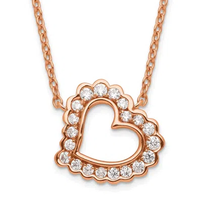 Diamond2deal 14k Rose Gold 1/4 Ct Lab Grown Diamond Heart Pendant Necklace 18" Clarity Vs, Color G-h In Pink
