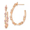 Diamond2deal 14k Rose Gold 1/5 Ct Lab Grown Diamond And Pink Sapphire Hoop Earrings Vs/si Clarity, D-e Color In Yellow