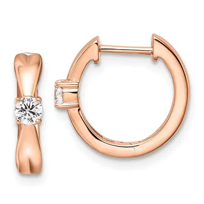 Diamond2deal 14k Rose Gold 1/5 Ct Lab Grown Diamond Hinged Hoop Earrings Vs Clarity, G-h Color In Yellow