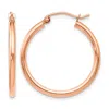 Diamond2deal 14k Rose Gold 2x25mm Polished Round Hoop Earrings In Gold