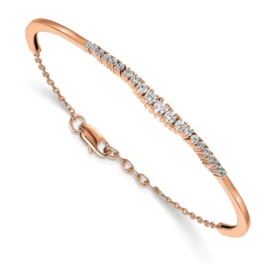 Diamond2deal 14k Rose Gold 3/4 Ct Lab Grown Diamond Bangle Bracelet In Pink