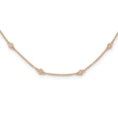 Diamond2deal 14k Rose Gold 3/8 Ct Lab Grown Diamond Sixteen Station Necklace 16" Clarity Vs, Color D-e In Pink