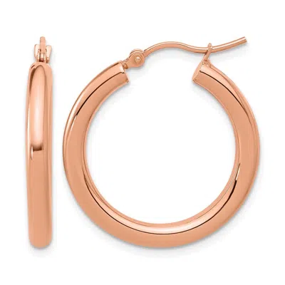 DIAMOND2DEAL 14K ROSE GOLD 3MM ROUND HOOP EARRINGS