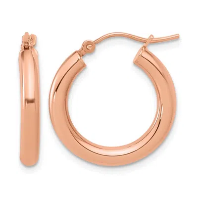 Diamond2deal 14k Rose Gold 3mm Round Hoop Earrings