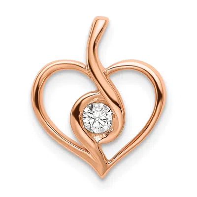 Diamond2deal 14k Rose Gold Lab Grown Diamond Bezel Open Heart Pendant (0.1ct, Vs, G-h) In Yellow