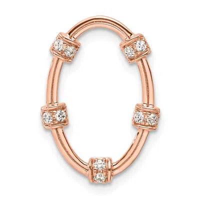 Diamond2deal 14k Rose Gold Lab Grown Diamond Oval Chain Slide Pendant (0.1ct, Vs, G-h) In Yellow
