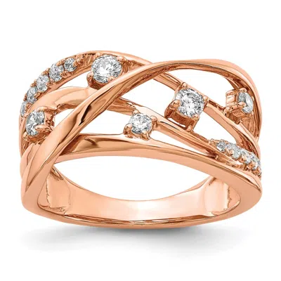 Diamond2deal 14k Rose Gold Lab Grown Diamond Wedding Band Ring 1/2ct Clarity- Vs Color- G-h In Pink