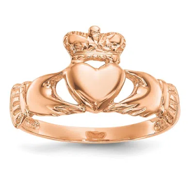 Diamond2deal 14k Rose Gold Polished Claddagh Ring In Orange
