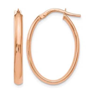 Diamond2deal 14k Rose Gold Polished Oval Shape Hoop Earrings