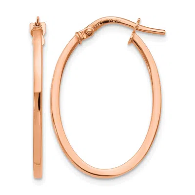 Diamond2deal 14k Rose Gold Polished Oval Shape Hoop Earrings