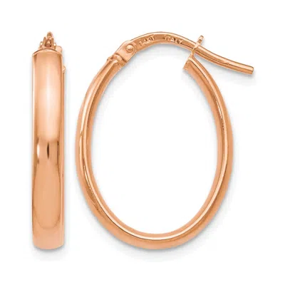 Diamond2deal 14k Rose Gold Polished Oval Shape Hoop Earrings In Brown