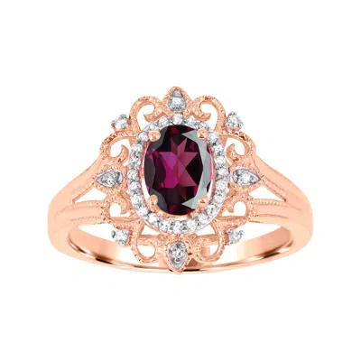 Diamond2deal 14k Rose Gold Purple Garnet And Diamond Engagement Ring ( 0.70ct) In Pink