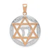 Diamond2deal 14k Rose Gold Rhodium Polished Star Of David Chai Pendant In Pink