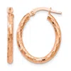 Diamond2deal 14k Rose Gold Textured Oval Shape Hoop Earrings In Brown