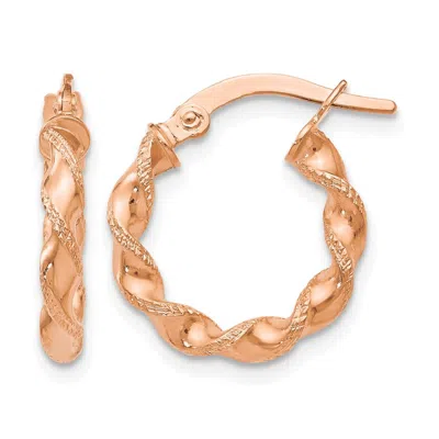Diamond2deal 14k Rose Gold Twisted Huggie Hoop Earrings In Pink