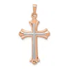 Diamond2deal 14k Rose Gold White Rhodium Cross Pendant In Pink