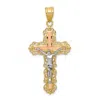 Diamond2deal 14k Tri-color Gold Diamond-cut Crucifix Pendant In Multi