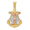 Diamond2deal 14k Tri-color Gold Mariner Crucifix Pendant In Multi