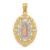 Diamond2deal 14k Tri-color Gold Our Lady Of Guadalupe Pendant In Multi