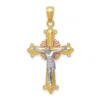 Diamond2deal 14k Tri-color Gold Polished Crucifix Pendant In Multi