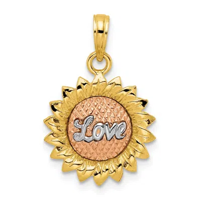 Diamond2deal 14k Tri-color Gold Sunflower Love Pendant In Multi