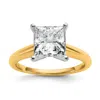 Diamond2deal 14k Two-tone 3 Ct Princess Lab Grown Diamond Solitare Engagement Ring In Yellow