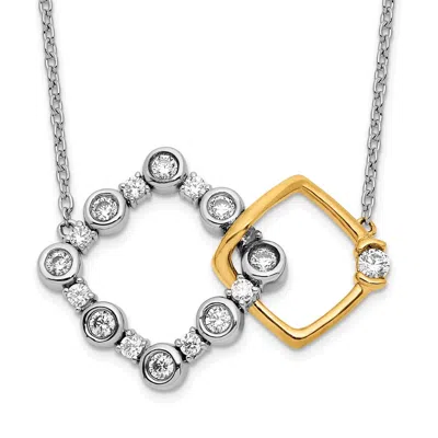 Diamond2deal 14k Two-tone Gold 0.40 Ct Lab Grown Diamond Square Interlocking Necklace 18" Clarity Vs, Color G-h In Yellow