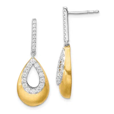 Diamond2deal 14k Two-tone Gold 1/2 Ct Lab Grown Diamond Teardrop Dangle Earrings Vs Clarity, G-h Color In Yellow