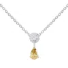 Diamond2deal 14k Two-tone Gold 1.3 Ct Pear Cut Yellow & White Lab Grown Diamond Pendant Necklace 18" In Multi